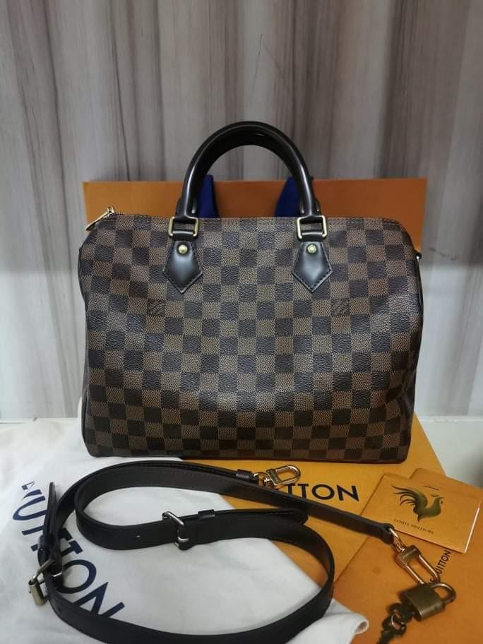 Louis Vuitton Speedy 30 Damier Ebene Bandouliere Bag