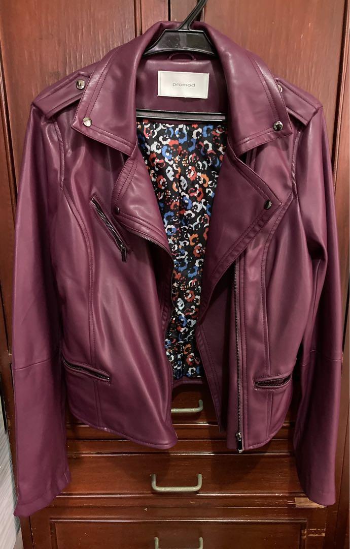 Magenta leather jacket clearance