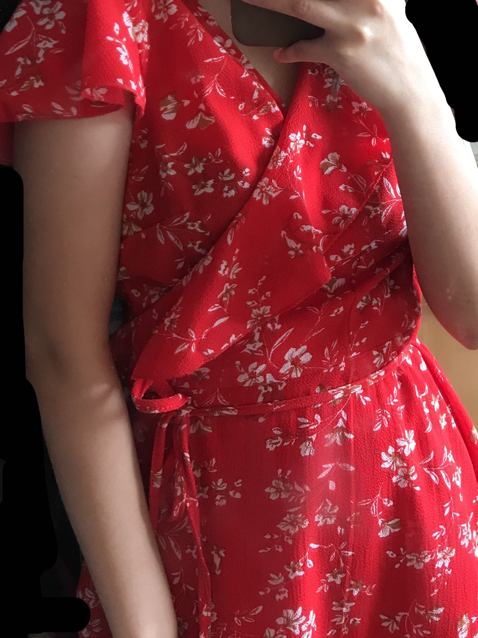 Red Floral Wrap Dress Women s Fashion Dresses Sets Dresses on
