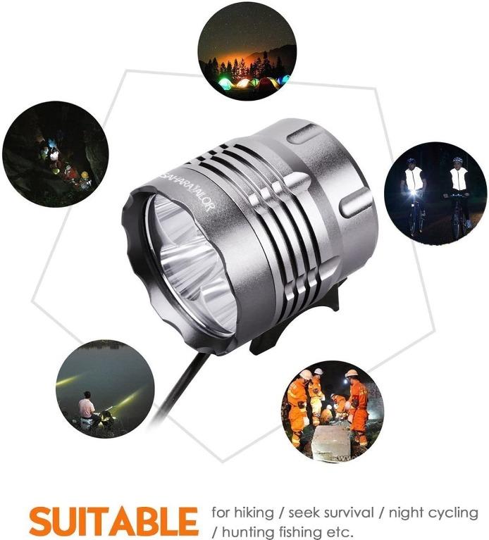 Sahara Sailor T6 Rechargeble CREE Bike Light Super Bright LED Bicycle Front Light with Rechargeable 4400 mAh Battery 5600 Lumens Easy Install and
