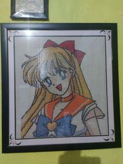 Sailor Venus cross stitch with frame