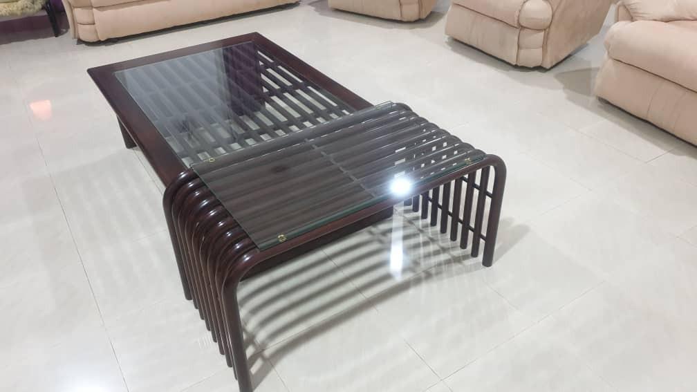 Solid Wood Table (Category: Tables & Sets) located in Petaling Jaya. Submitted by chloe_leo (Listing ID 1046735873, Image 1). Description: There have 2 pieces of the table can decorate and combine tgt. Condition = 9 /10 .