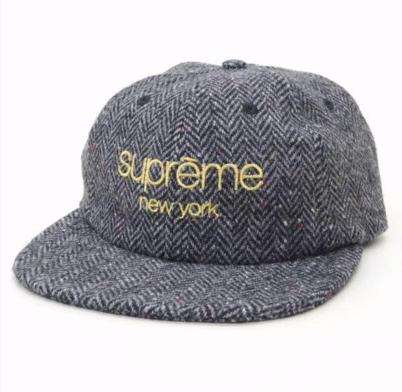 Supreme Wool Herringbone Classic Logo 6 Panel Cap Men S Fashion Accessories Caps Hats On Carousell