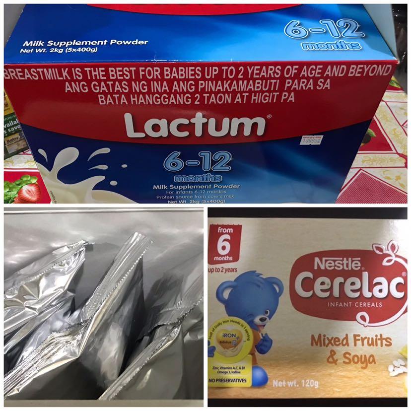 Take All Lactum 6 12 Months 3 Packs Of 400grams Each And 120grams Cerelac Mixed Fruits Soya Babies Kids Nursing Feeding Weaning Toddler Feeding On Carousell