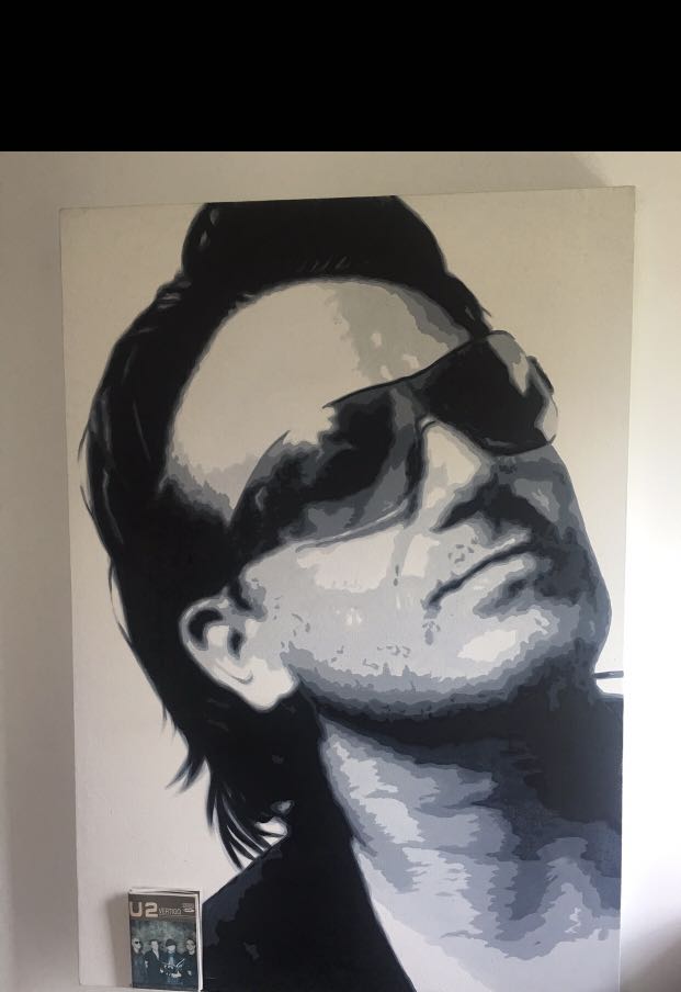 U2 lead singer BONO oil on canvas portrait 1 5M x1M Hobbies Toys
