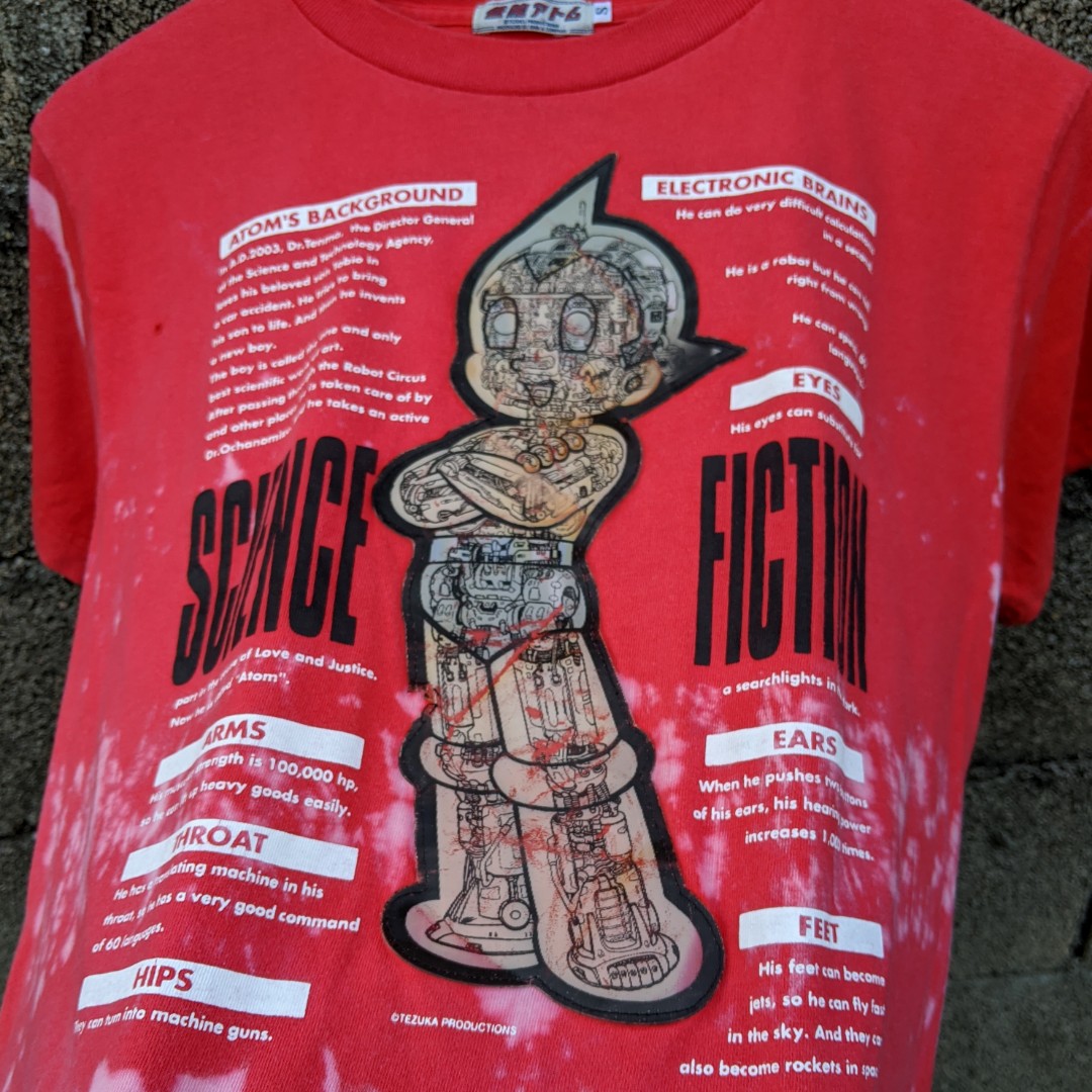 Vintage Astro Boy Mighty Atom 3D Hologram Acid Wash T-shirt, Men's