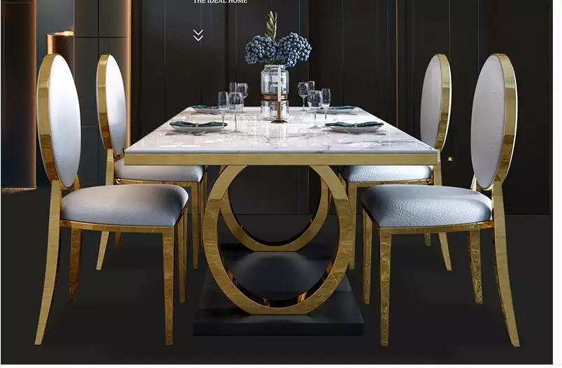 White and Gold Dining Table Set 