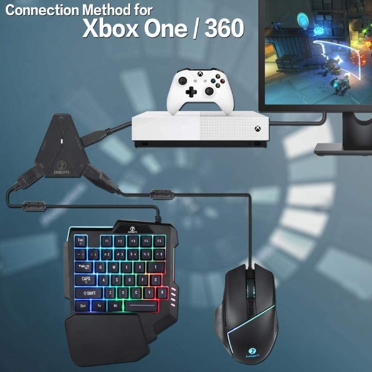  ZJFKSDYX C91 One Handed Gaming Keyboard and Mouse Combo,  Including Game Headset for PC,PS5,PS4,XBOX,Switch : Video Games