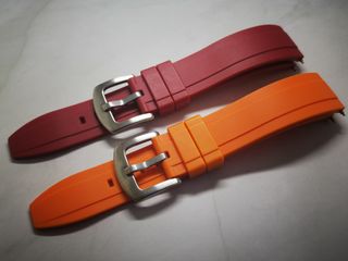 18/20/22mm 氟橡膠錶帶 不黏塵 暗紅色 活力橙 通用 20mm 22mm 錶帶 適合 : Rolex Panerai Omega IWC Tudor Seiko 錶帶 使用64235212514435110