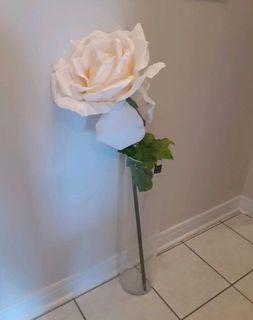 27"tall glass floor vase 43" tall off-white artificial flower