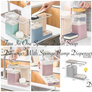 2in1 sponge drain soap dispenser with sponge pump dispenser