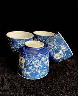 4pcs Blue Floral Rice Cups