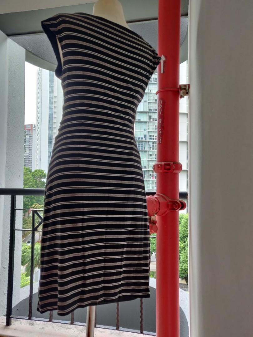Ann Taylor Loft Striped Dress with ruching