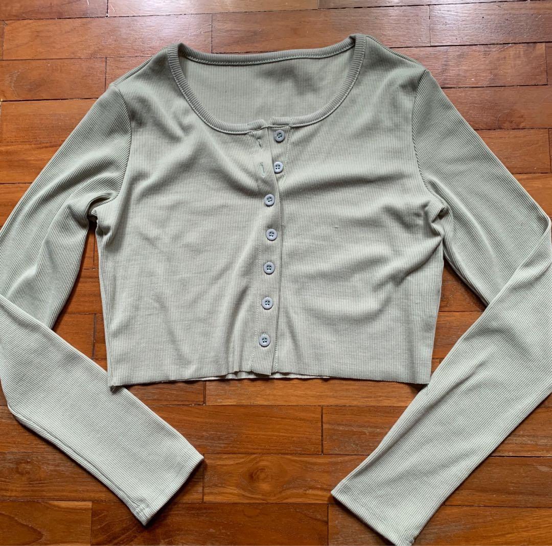 Button down cropped cardigan Clearance