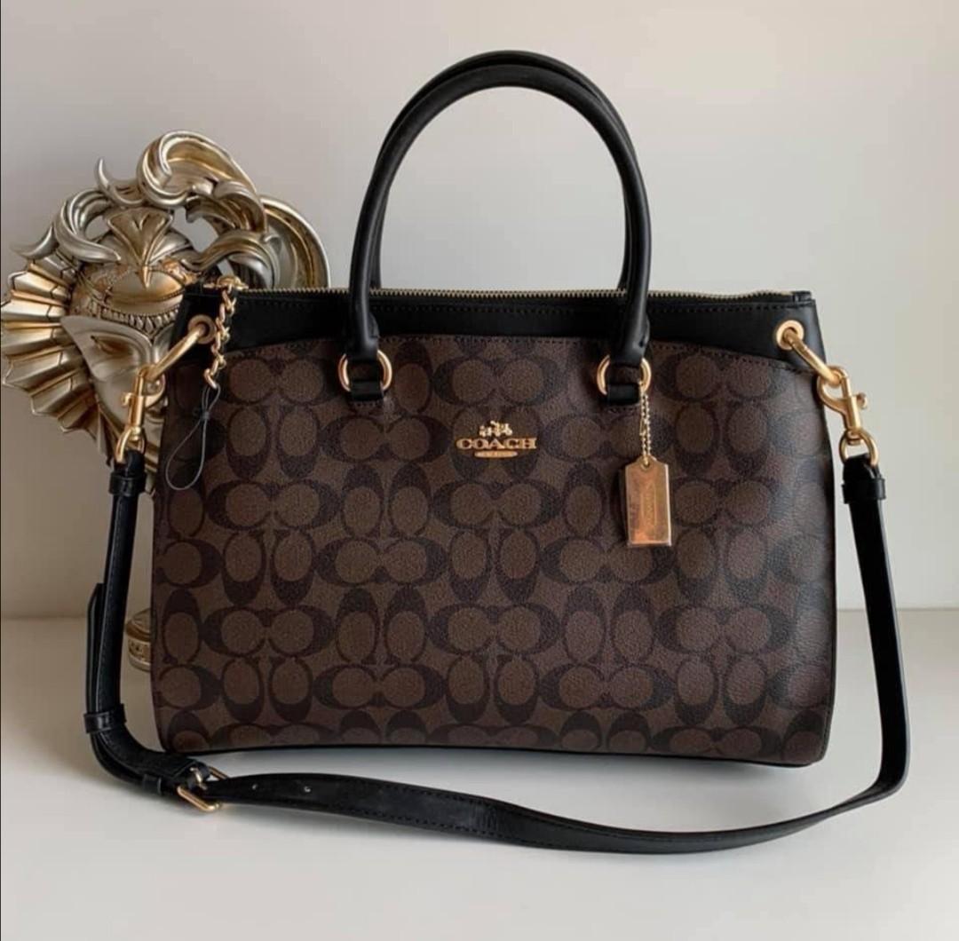 coach mia satchel in brown signature canvas, Luxury, Bags & Wallets on  Carousell