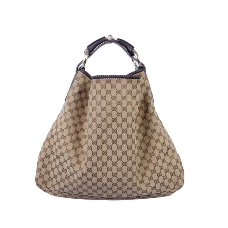 GUCCI Horsebit GG Canvas Large Hobo Bag