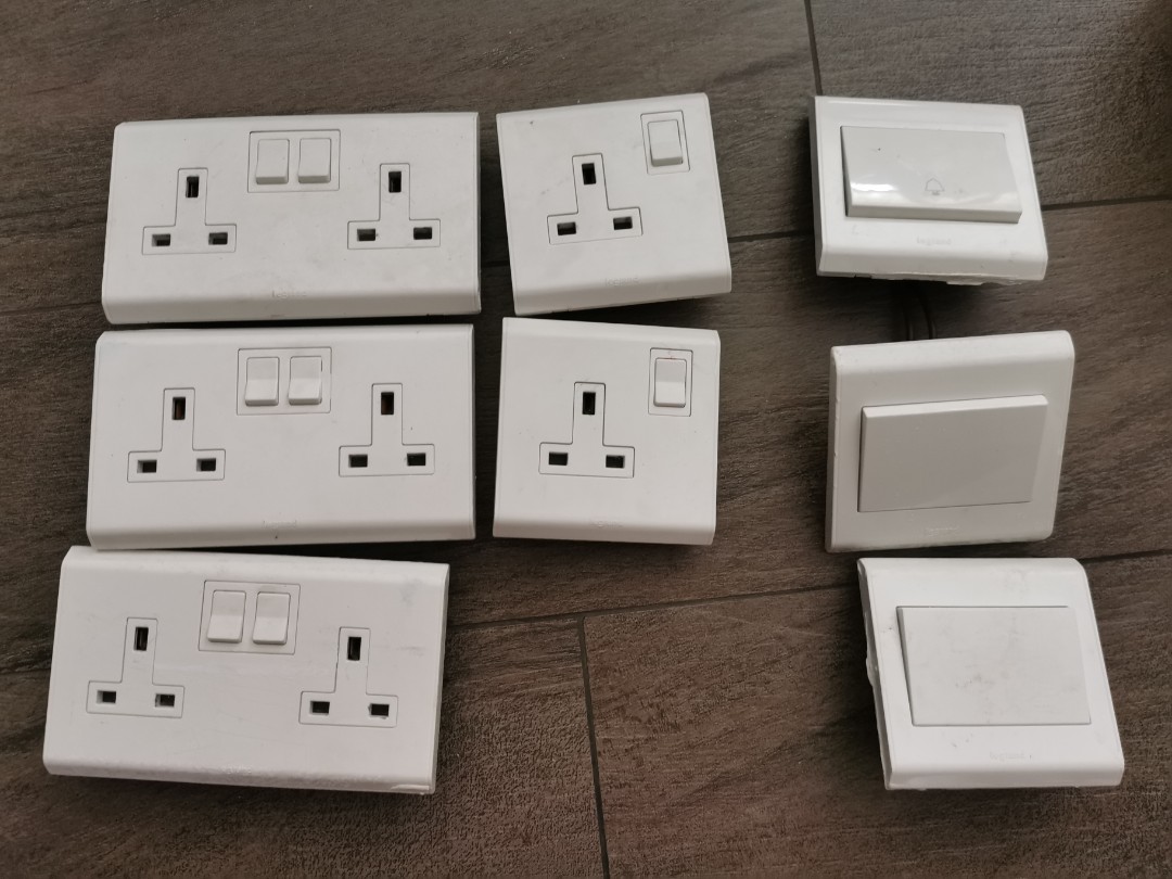 HDB original legrand double and single sockets with switch, TV & Home