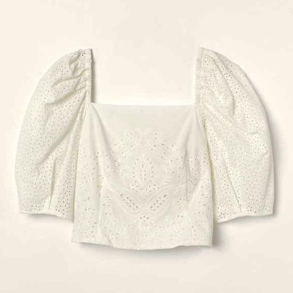 H&m white 2025 eyelet top