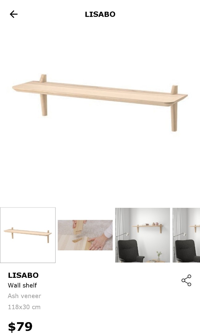 Ikea Lisabo Wall Shelf, Furniture & Home Living, Furniture, Shelves