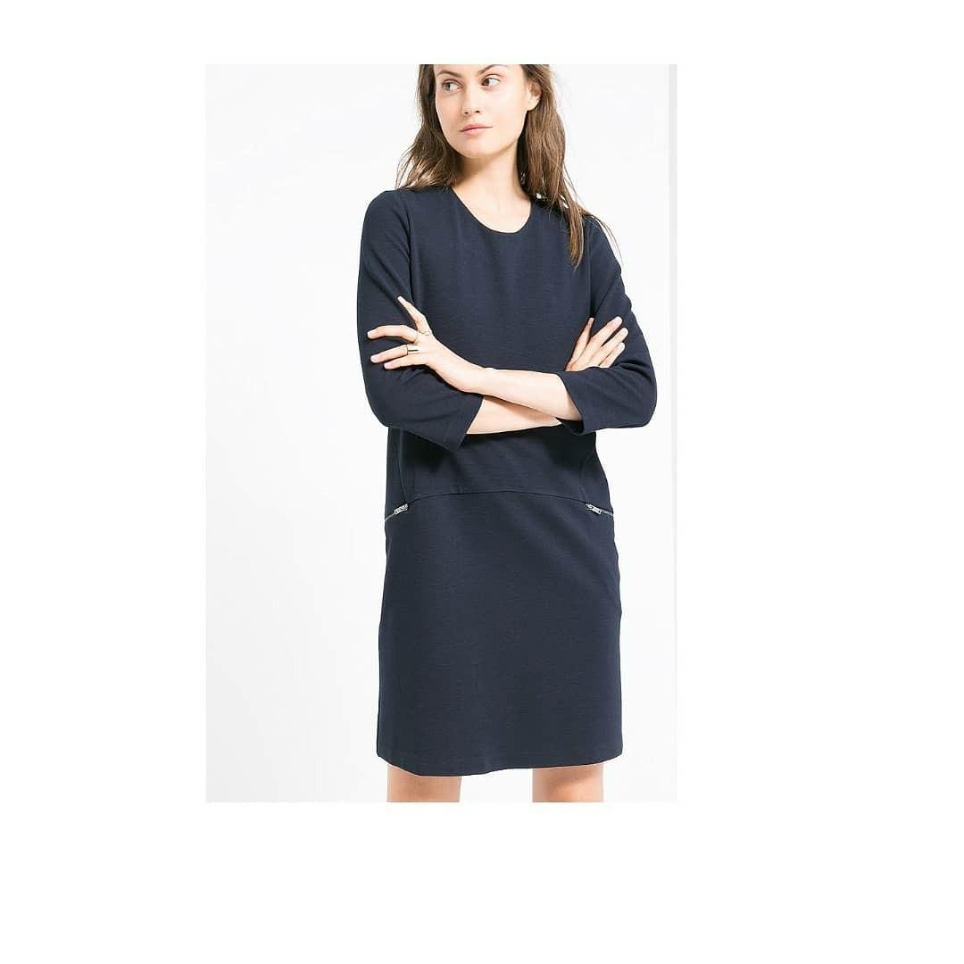 mango suit blue dress Mango Suit Shift Dress Womens Navy Blue Lined Stretch Sleeveless Back Zip Size 8