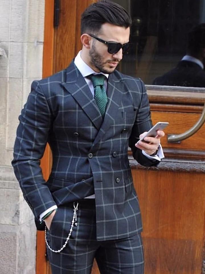 Checkered wedding suit discount