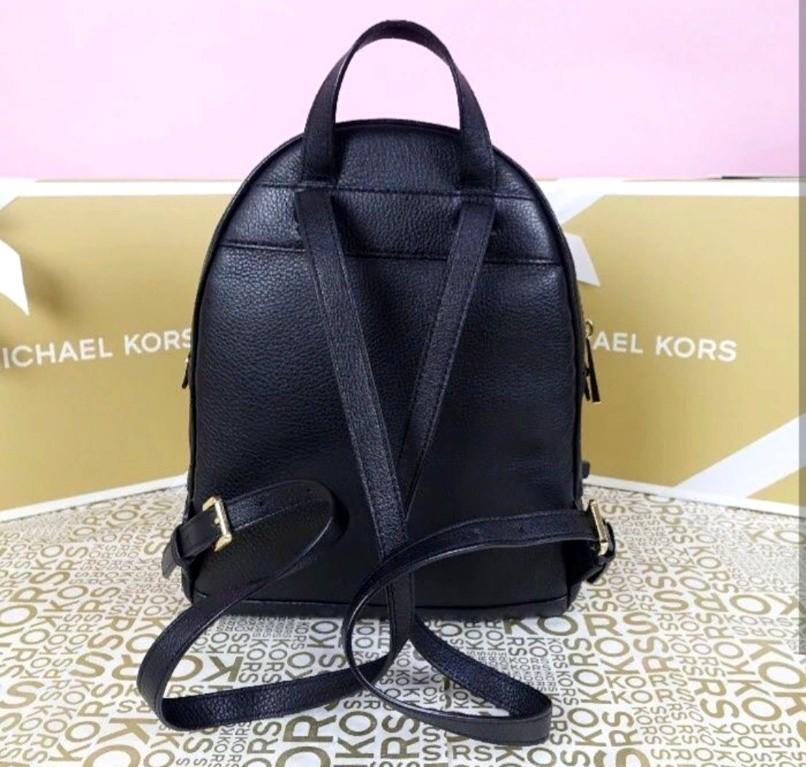 Michael Kors Rhea Medium Logo and Leather Backpack 30H8GEZB6B-Brn/Blk