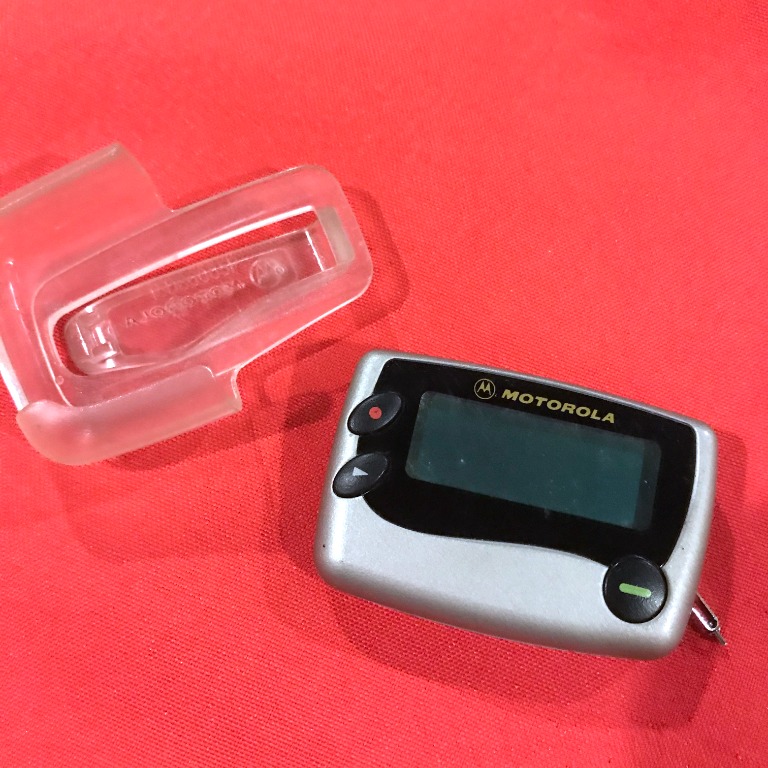 Motorola Pager (silver) from the mid/late 90s with holster DOES NOT