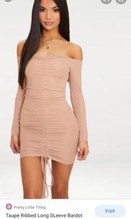 nude ruched dress