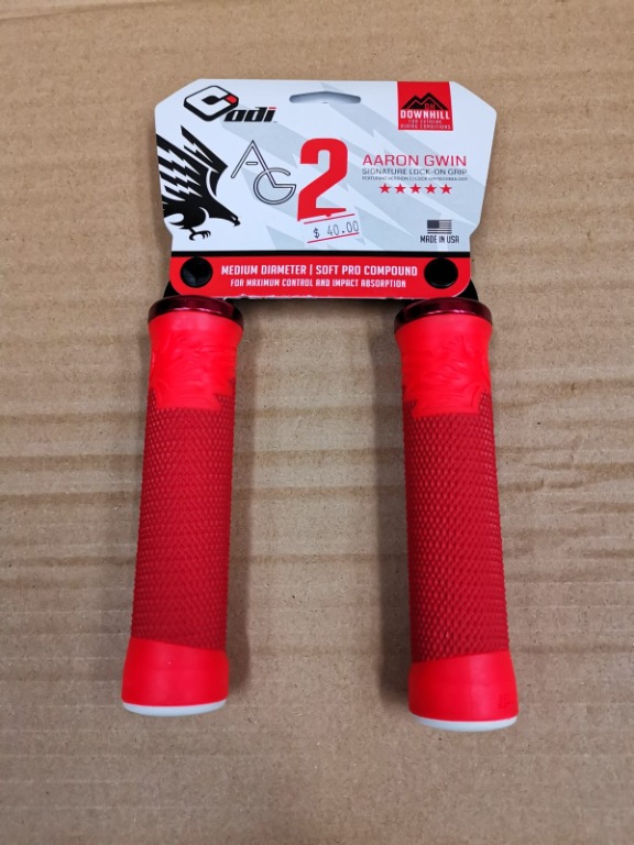 ODI AG-2 AARON GWIN Signature Lock-On Grips (Fire Bird Red
