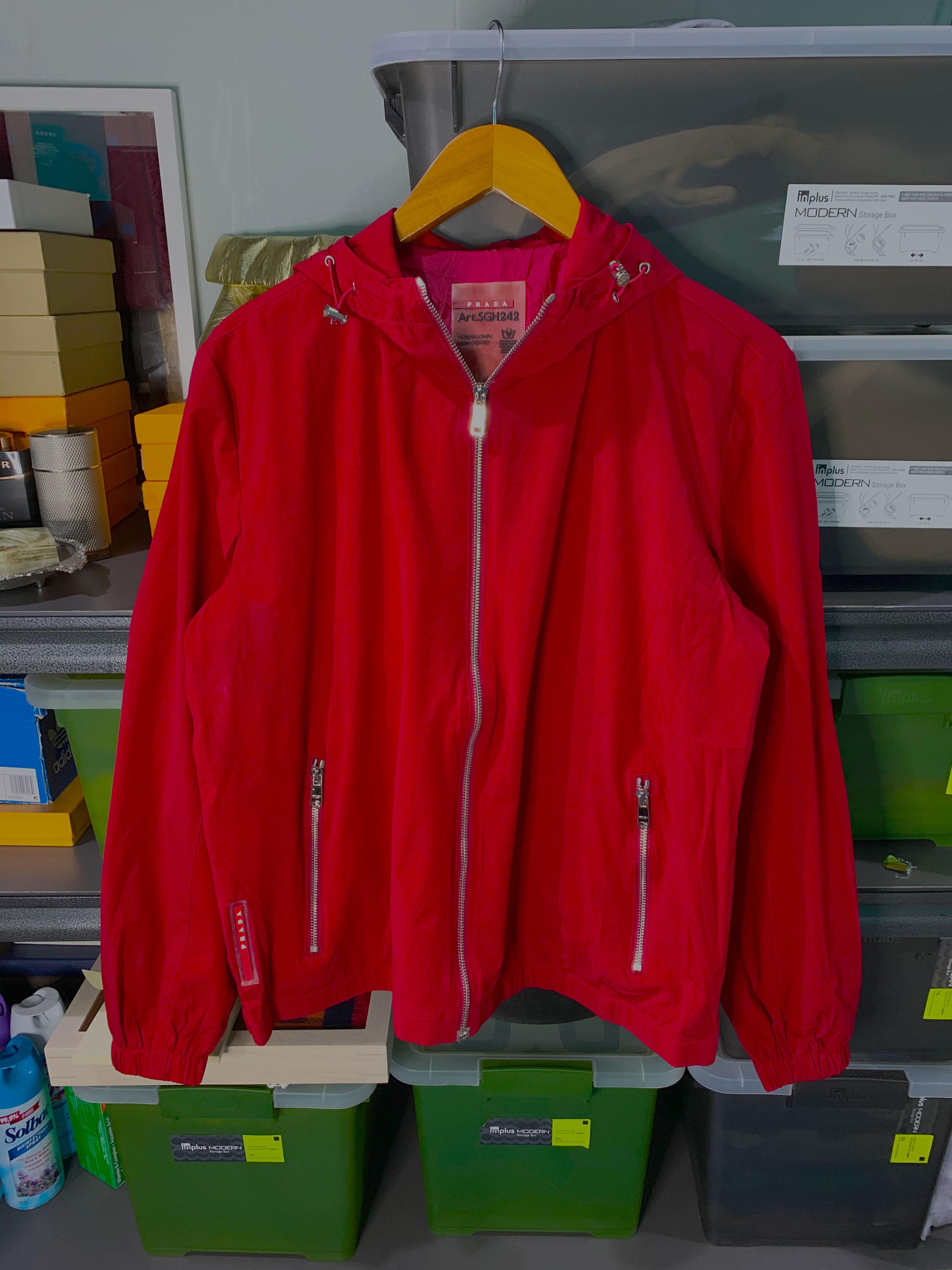Red prada hoodie hotsell