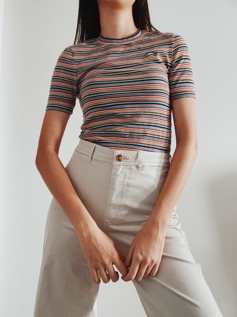 Retro Rainbow Striped Top, Women's 