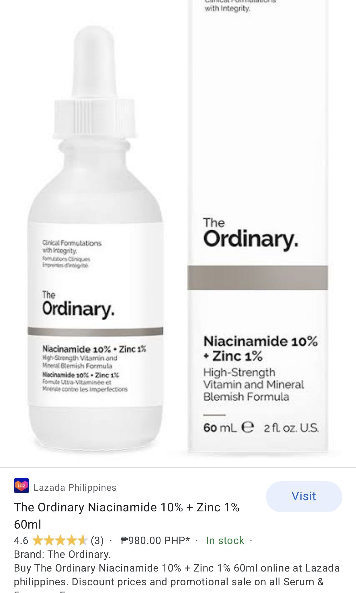 SUPERSIZED] The Ordinary Niacinamide 10% + Zinc 1% (60ML), Beauty   Personal Care, Face, Face Care on Carousell