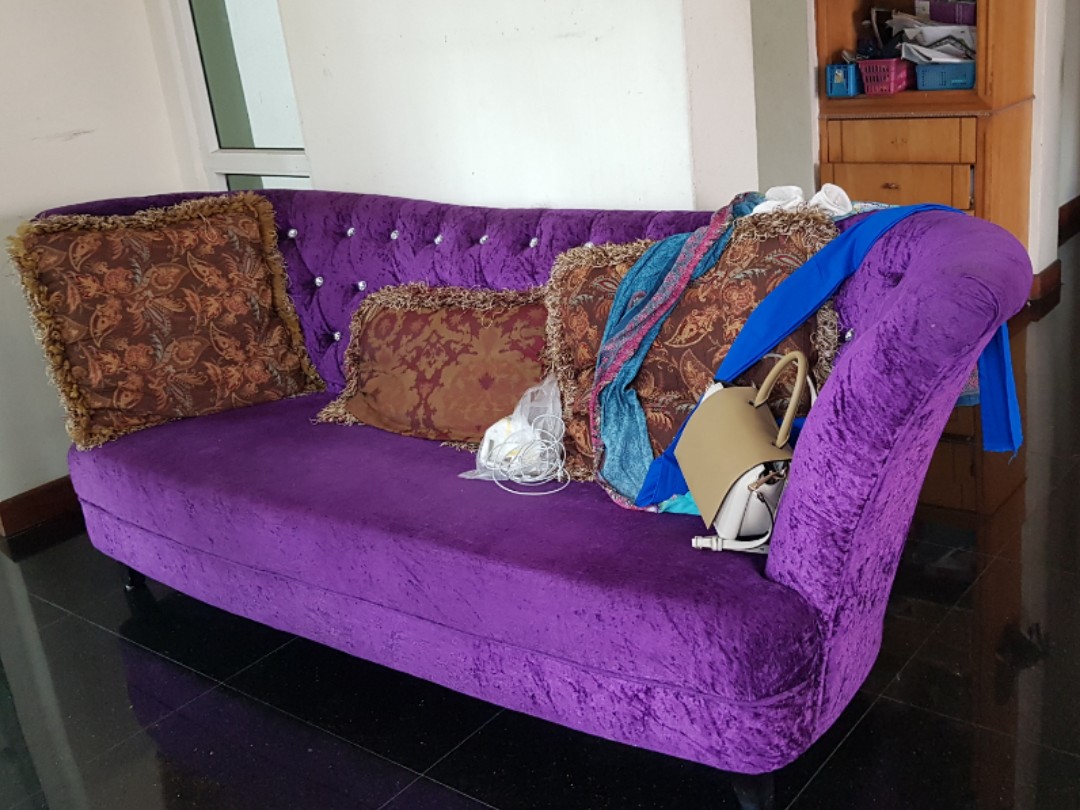 Velvet sofa set, Furniture & Home Living, Furniture, Sofas on Carousell