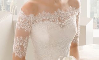 婚紗 蕾絲 披肩 一字肩 外套 中袖 新娘64229674301697110