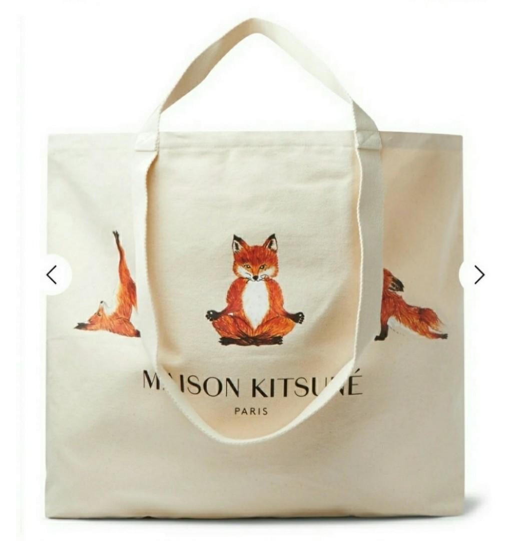 Maison kitsune yoga fox tote store bag