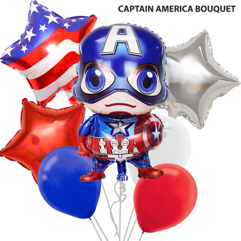 Captain America Balloon Bouquet Helium Birthday Party Foil Balloon Ready Stock Hobbies Toys Stationery Craft Occasions Party Supplies On Carousell