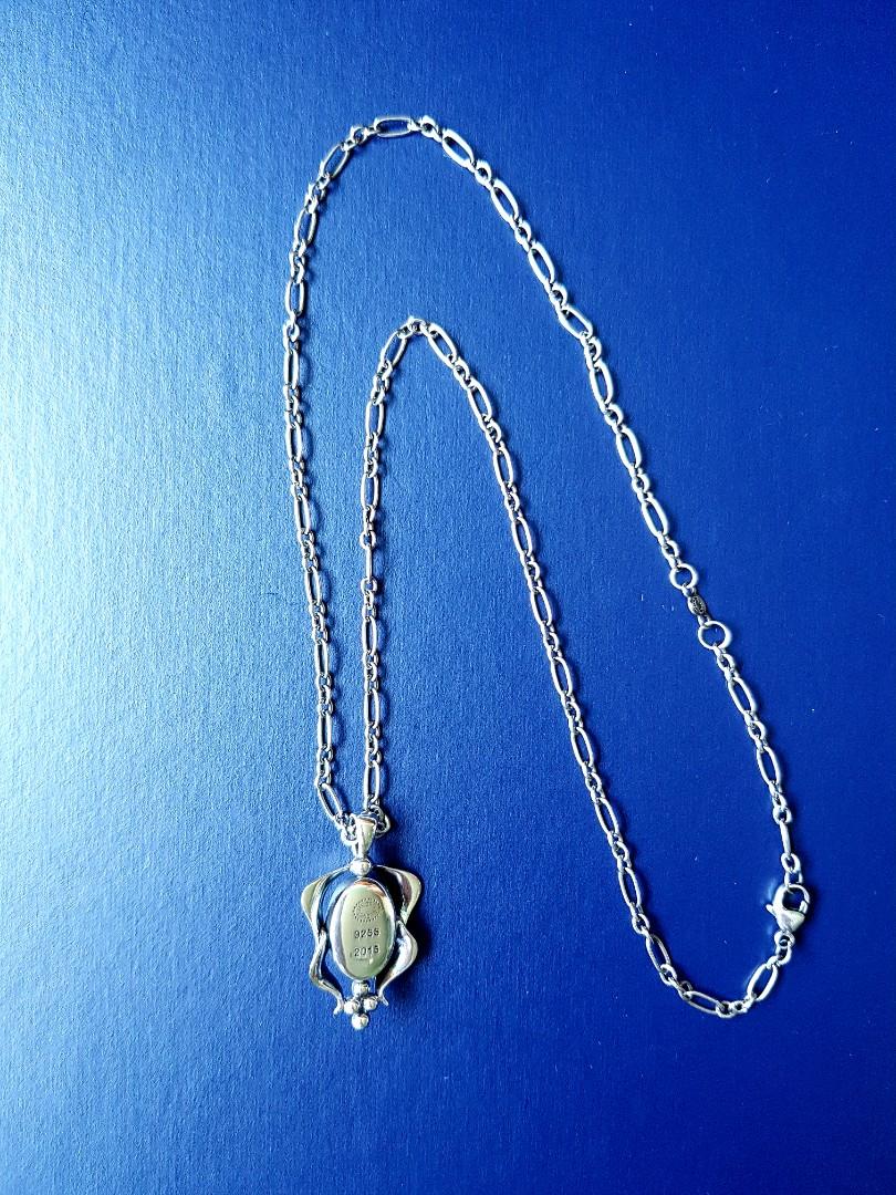 GEORG JENSEN Sterling Silver Necklace with Jadeite Special Edition 2015 Heritage Pendant