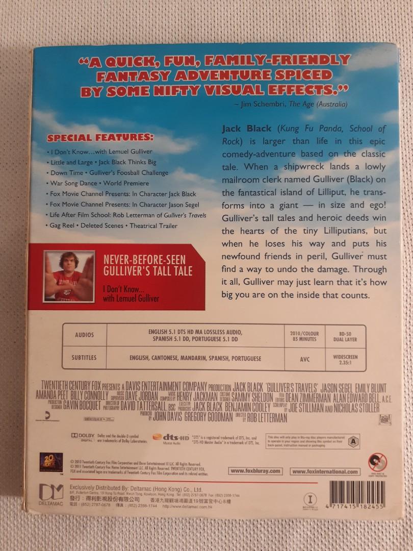 積伯格JACK BLACK 小人國大歴險GULLIVERS TRAVELS BLU-RAY MOVIE 藍光影碟中文字幕, 興趣及遊戲,  收藏品及紀念品, 明星周邊- Carousell