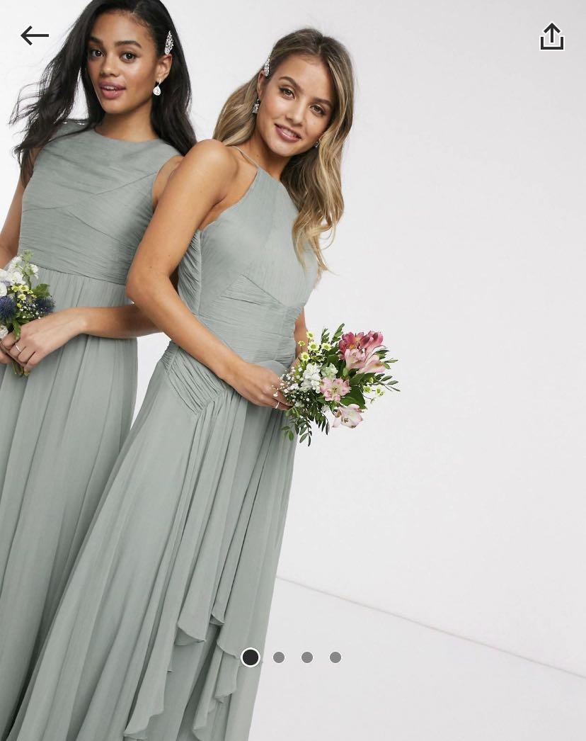 ASOS sage green maxi bridesmaid dress Women s Fashion Dresses