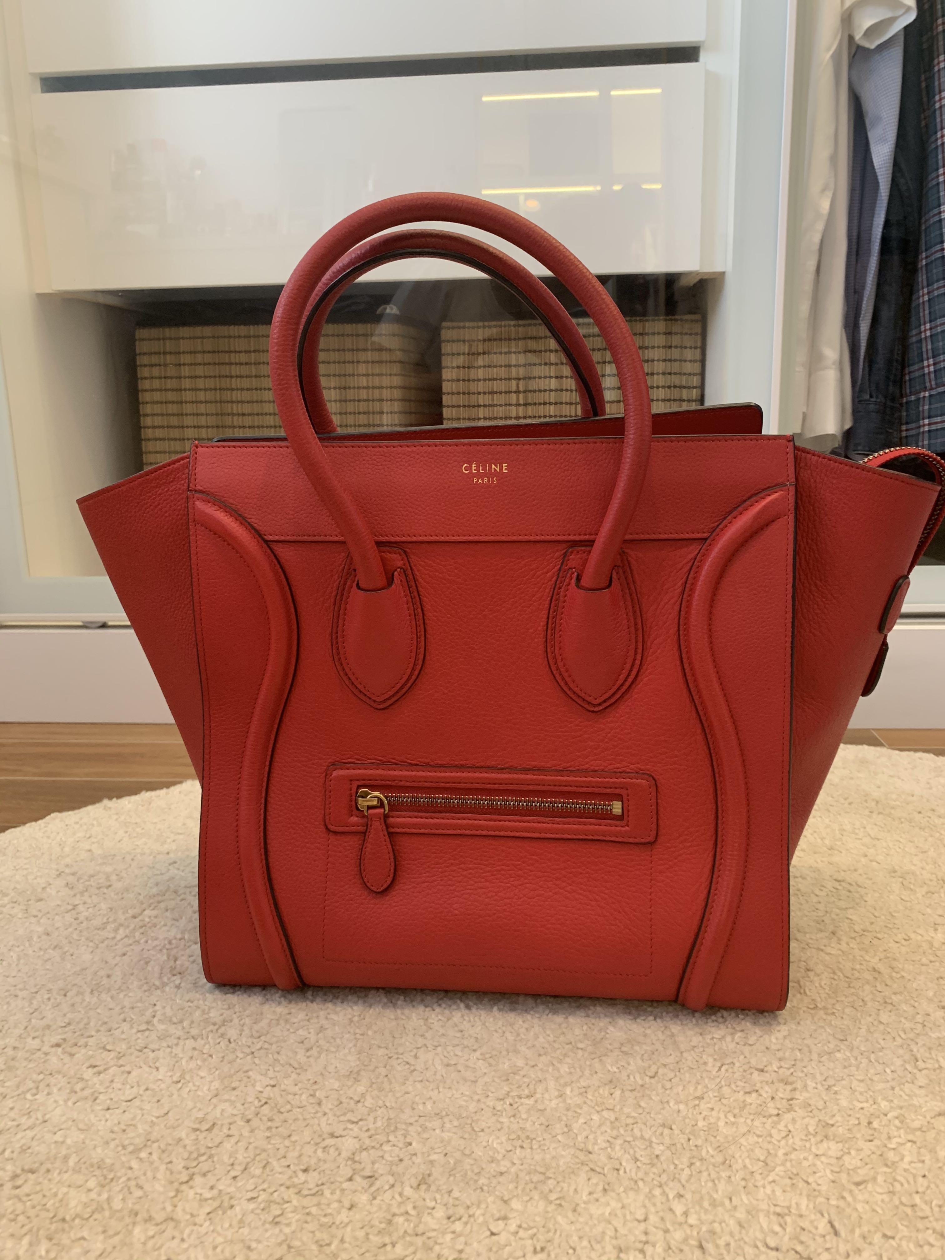 Celine mini luggage red hot sale