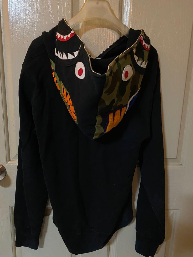 Half camo half black bape hoodie discount