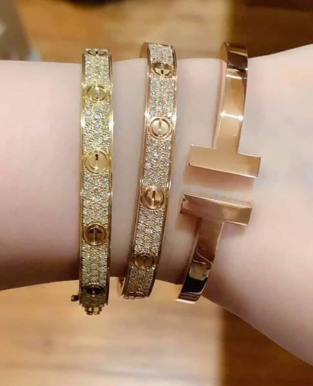 Cartier Inspired Love Bangle Full Diamonds Women s Fashion Jewelry Organizers Bracelets on Carousell