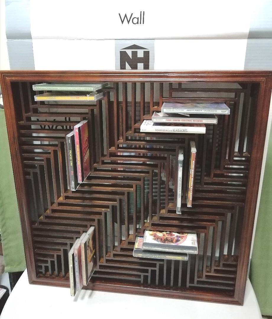 Decorative 81 Pieces CD Wall Storage Rack Sturdy Wood Construction