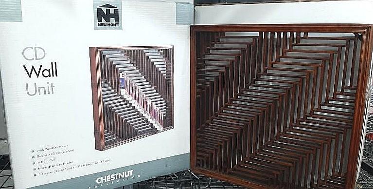 Decorative 81 Pieces CD Wall Storage Rack Sturdy Wood Construction (Category: Office Furniture & Fixtures) located in Quezon City. Submitted by cdls3 (Listing ID 1047148135, Image 2). Description: *Decorative 81 Pieces CD Wall Storage Rack Sturdy Wood Construction -Sturdy wood construction -Decorative CD storage solution -Holds 81 CDs -Mounting hardware included -Dimensions: 22.5 in (57.2 cm) x 3.25 in (8.3 cm) x 22.5 in (57.2 cm).