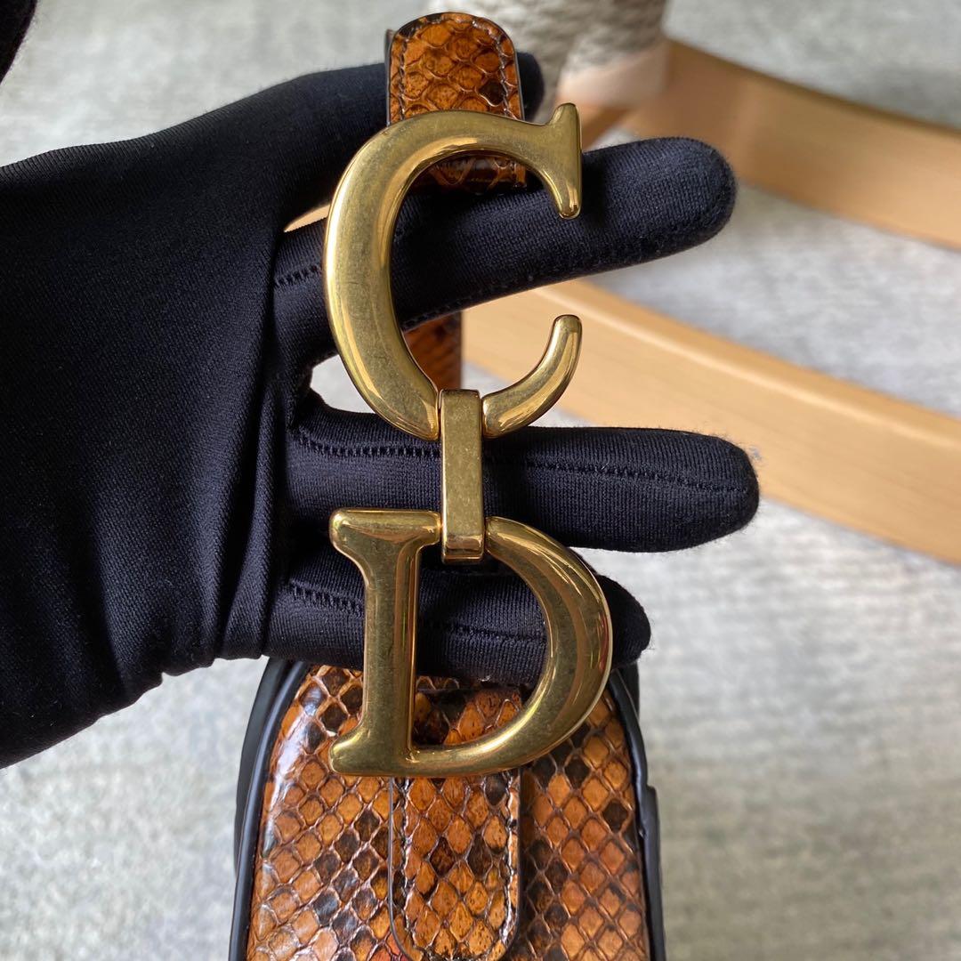dior saddle bolsa python