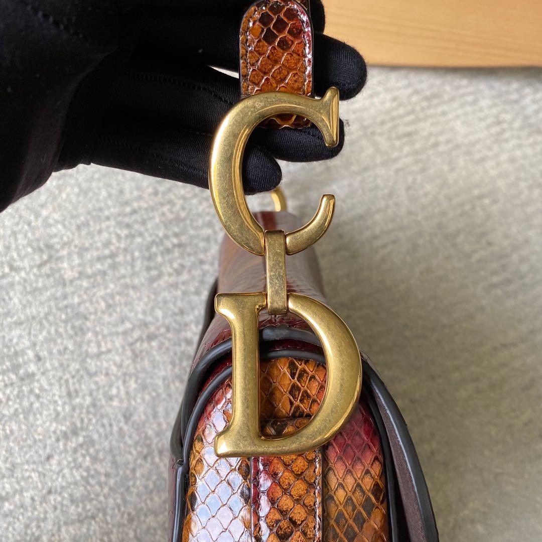dior saddle bolsa python