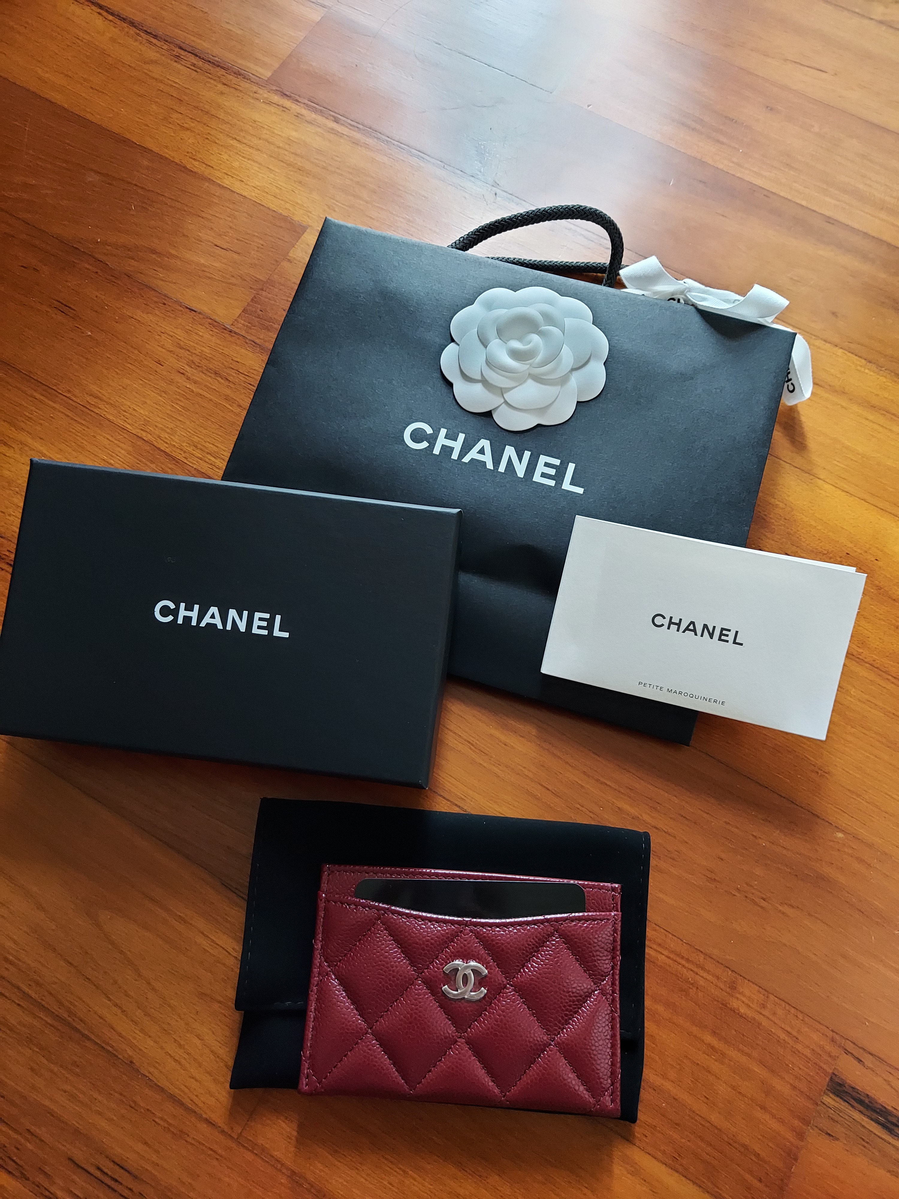 NEW CHANEL DARK RED CARD HOLDER WALLET for Sale in