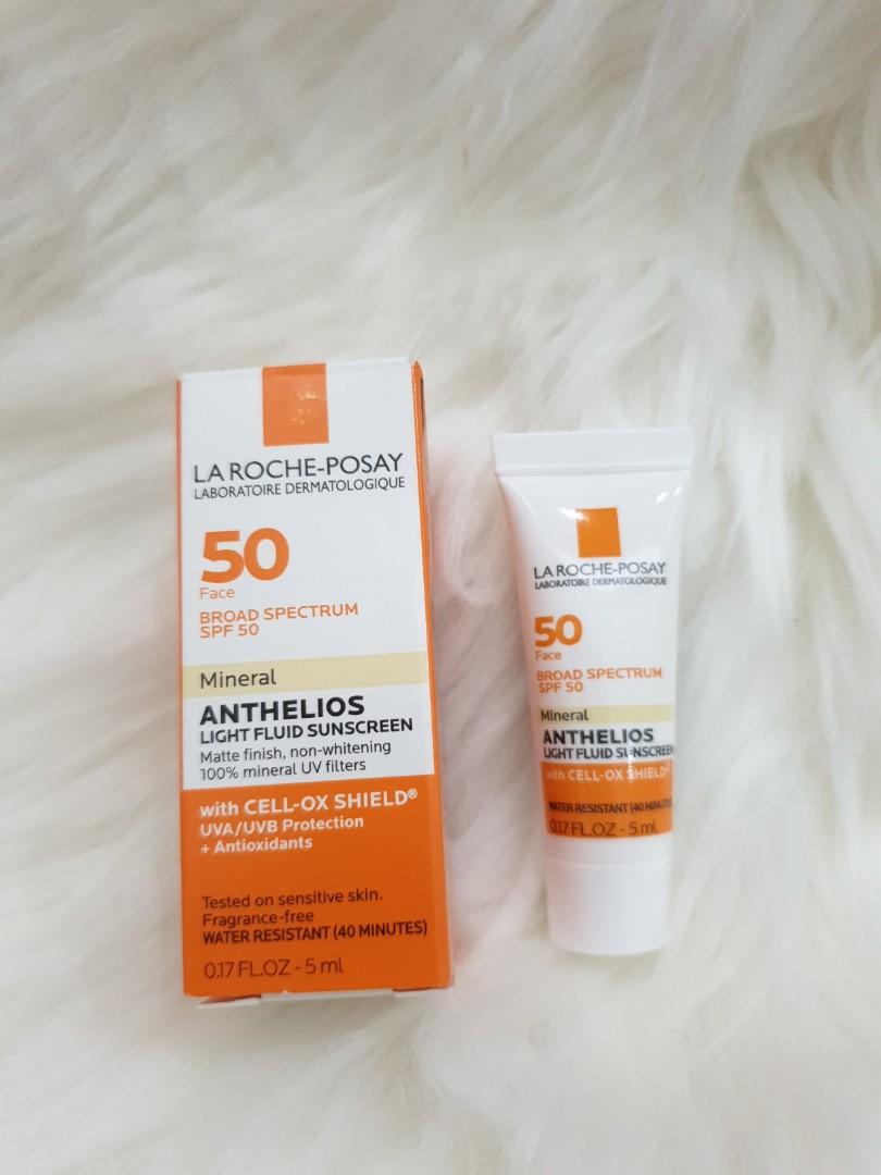 LA ROCHE-POSAY 50 FACE BROAD SPECTRUM SPF50 (Category: Face Care) located in Mandaluyong City. Submitted by bellsfashioncosmetics.ph. (Listing ID 1047339832, Image 1). Description: MINERAL ANTHELIOS LIGHT FLUID SUNSCREEN/MATTE FINISH NON WHITENING 100%MINERAL UV filters with CELL-OX SHIELD UVA/UVB PROTECTION+ANTI OXIDENTS 🔸️💯AUTHENTIC 🔸️BRANDNEW 🔸️FROM USA 🔸️5ML 🔸️EXPIRED 2022 PM FOR MORE DETAILS:.