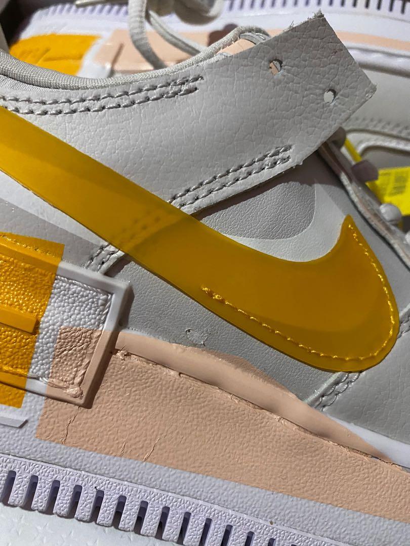 Nike Air Force 1 shadow yellow/white, Women's Fashion, Shoes, Sneakers