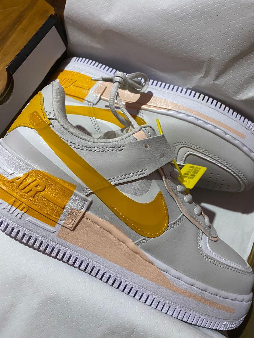 Nike Air Force 1 shadow yellow/white, Women's Fashion, Footwear, Sneakers  on Carousell